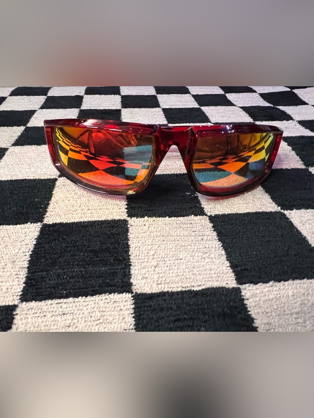 Red Translucent Rectangle Sunglasses | Tinted Lenses | Y2K